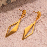 Pendientes de acero inoxidable minimalistas geométricos huecos cuadrilátero cuelgan diseño pendientes con sentido para mujer joyería uso diario nuevo