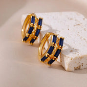 Pendientes de circón azul de lujo para mujer, pendientes de acero inoxidable a la moda, nuevo diseño, joyería estética de boda, envío gratis 2023