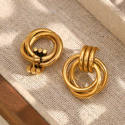 E.B.belle-pendientes circulares de líneas clásicas para mujer, joyería sin deslustre, acero inoxidable, hipoalergénico, chapado en oro de 18 quilates