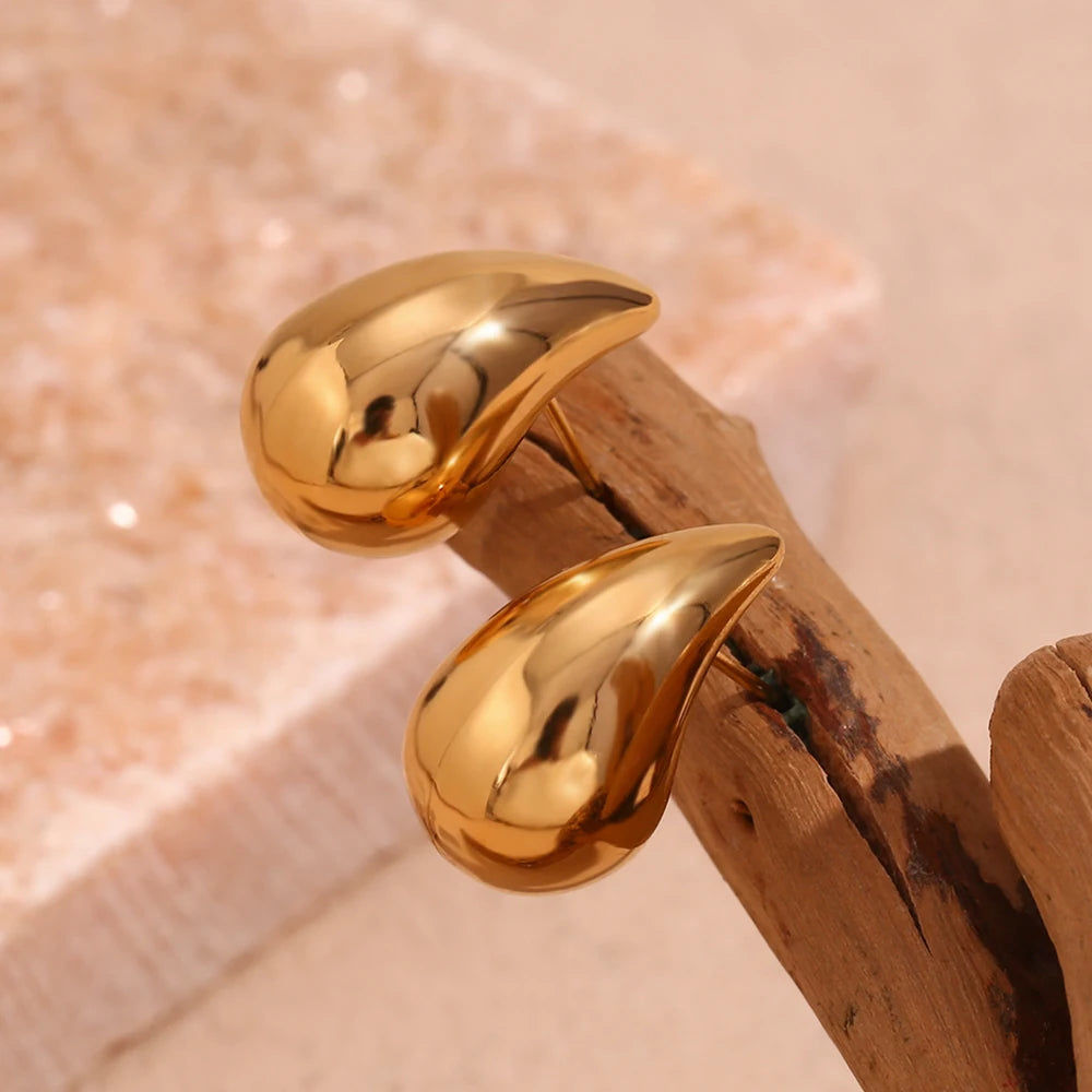 E.B.belle Mini pendientes de gota huecos de tamaño S, pendientes chapados en oro de 18 quilates de Color plateado para mujer, regalo de acero inoxidable 316L