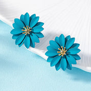 Pendientes de tuerca para mujeres y niñas, temperamento de flor de Metal esmaltado, accesorios para las orejas con personalidad Simple Popular, joyería de moda CE287