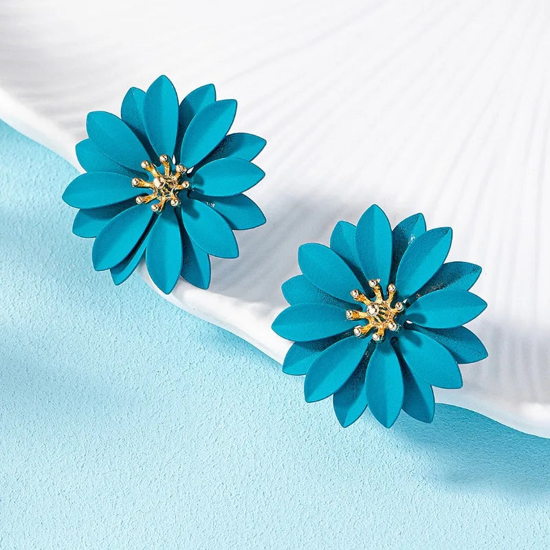 Pendientes de tuerca para mujeres y niñas, temperamento de flor de Metal esmaltado, accesorios para las orejas con personalidad Simple Popular, joyería de moda CE287