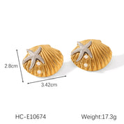 Pendientes creativos de concha de estrella de mar de Metal de gran tamaño para mujer, orejera de acero inoxidable a la moda, regalos de joyería de lujo para mujer