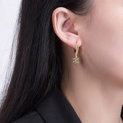 Pendiente de aro de tortuga pequeña para mujer, aretes de animales de circón Multicolor de cristal de arcoíris, joyería oceánica de Color dorado