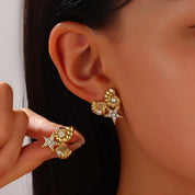 EILIECK 316L pendientes de tuerca de circonita de tortuga de Color dorado de acero inoxidable para mujer joyería de oreja impermeable de moda bisutería de regalo para niñas
