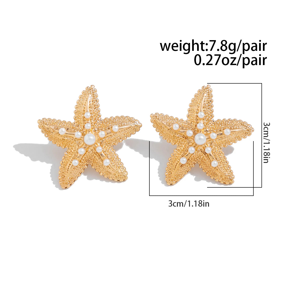 KunJoe, pendientes de tuerca de estrella de mar simulada de Color dorado a la moda para mujer, exquisito pendiente de estrella pequeña, joyería diaria de playa de verano