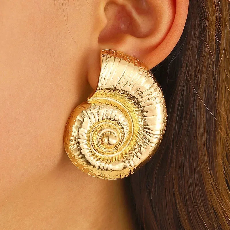 Pendientes Punk bohemios de caracol grande para mujer, Piercing grueso único a la moda, accesorios de vacaciones, regalos de cumpleaños y aniversario