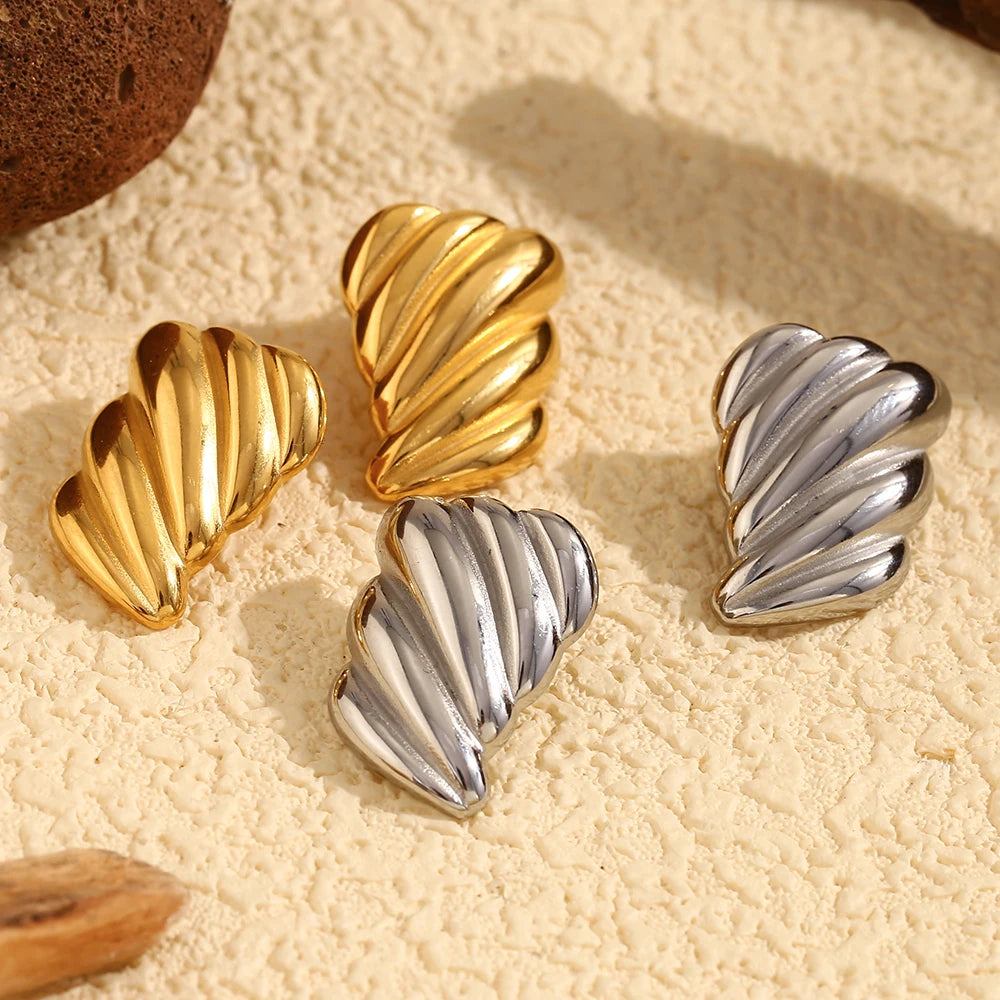 E.B.belle 2025 nueva tendencia pendiente con forma de ala para mujer accesorios de joyería chapados en oro de 18K de acero inoxidable brillante