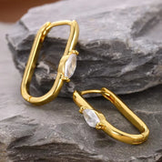 Pendientes cuadrados de circón para mujer, pendientes de acero inoxidable de Color dorado, tendencia nueva en joyería Piercing de lujo para oreja, aretes para mujer 2024