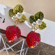Bonito pendiente colgante de fresa roja de simulación, nuevo pendiente de fruta y fresa para mujer, chica dulce para mujer, regalos de joyería de fiesta