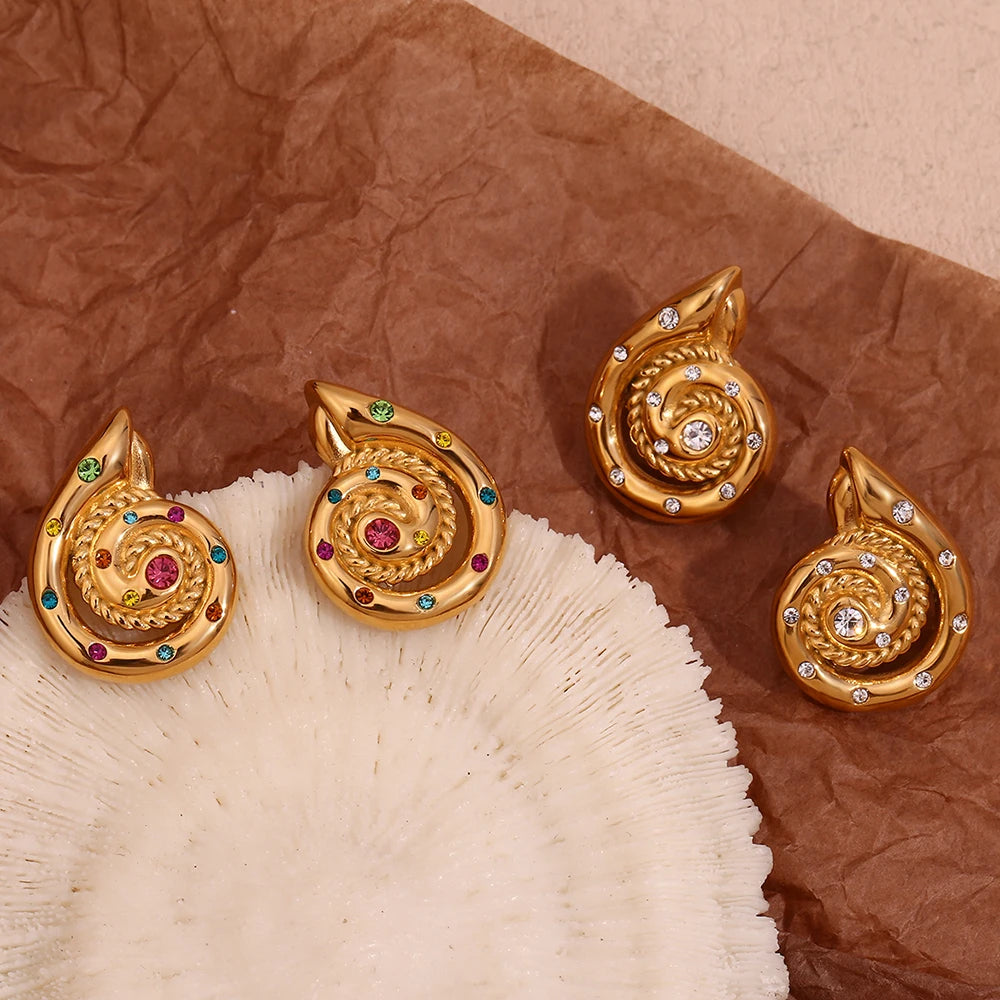 Pendientes de caracol con circonitas