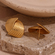 Pendientes de tuerca de Cruz a rayas en forma de abanico geométricos, sin deslustre, chapado en oro de 18 quilates, pendientes de mujer, regalo de acero inoxidable 316L