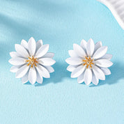 Pendientes de tuerca para mujeres y niñas, temperamento de flor de Metal esmaltado, accesorios para las orejas con personalidad Simple Popular, joyería de moda CE287