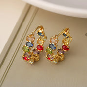 Pendientes de aro de Color dorado y plateado de diseño real para mujer y niña, accesorios de circonia cúbica brillante, joyería OL para fiesta y boda