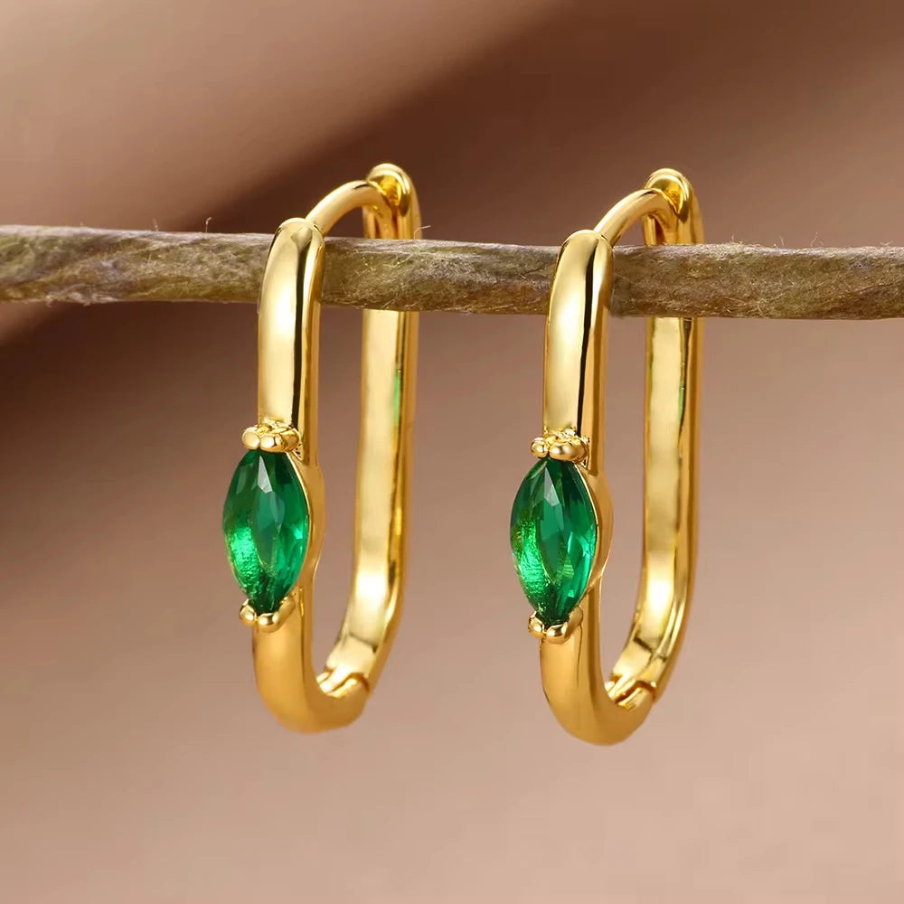 Pendientes cuadrados de circón para mujer, pendientes de acero inoxidable de Color dorado, tendencia nueva en joyería Piercing de lujo para oreja, aretes para mujer 2024