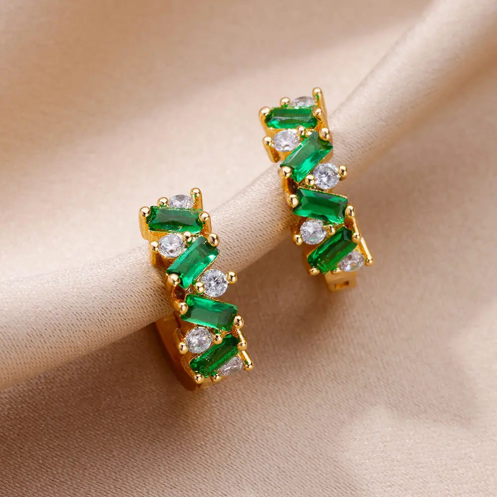 Pendientes de circón azul para mujeres y niñas, novedad en pendientes de aro de acero inoxidable, joyería de boda de lujo de tendencia 20224, envío gratis