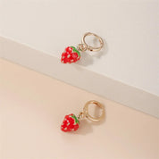 Pendientes de gota de fresa para mujer y niña, aretes de tuerca de fresa, accesorios de joyería, regalos, 1 par