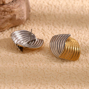 E.B.belle-pendientes cruzados con líneas en forma de abanico para mujer, mezcla de colores, acero inoxidable de alta calidad, oro de 18 quilates, sin deslustre, regalo de joyería