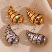 E.B.belle-pendientes de gota de agua hueca para mujer, aretes de acero inoxidable 316L, Color plateado, joyería chapada en oro de 18K