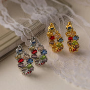 Pendientes de aro de Color dorado y plateado de diseño real para mujer y niña, accesorios de circonia cúbica brillante, joyería OL para fiesta y boda