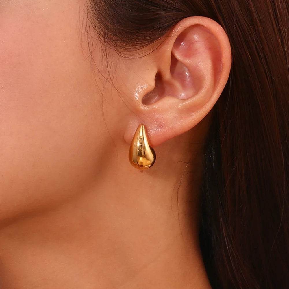 E.B.belle Mini pendientes de gota huecos de tamaño S, pendientes chapados en oro de 18 quilates de Color plateado para mujer, regalo de acero inoxidable 316L
