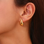E.B.belle Mini pendientes de gota huecos de tamaño S, pendientes chapados en oro de 18 quilates de Color plateado para mujer, regalo de acero inoxidable 316L