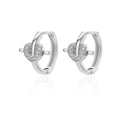 Pendientes con cierre de circonita en forma de corazón para mujer, aretes de aro de acero inoxidable de lujo, moda coreana, joyería de boda 2023