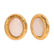E.B.belle-pendientes de tuerca de piedra Natural con forma ovalada, estilo Retro, patrón de martillo, borde de acero inoxidable para mujer y niña, fiesta y citas