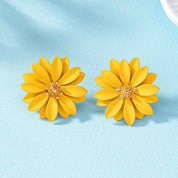 Pendientes de tuerca para mujeres y niñas, temperamento de flor de Metal esmaltado, accesorios para las orejas con personalidad Simple Popular, joyería de moda CE287