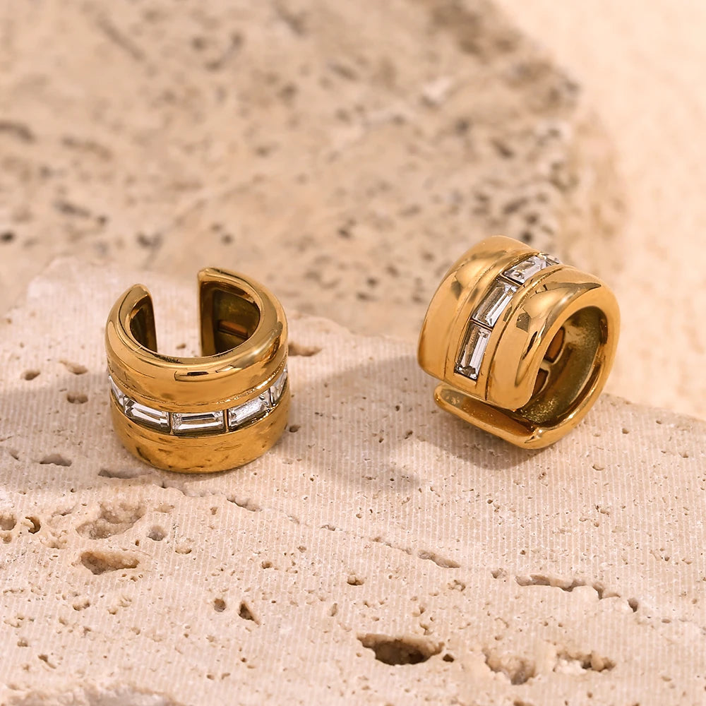 E.B.belle-pendientes de circonita cúbica, aretes pequeños, redondos, resistentes al agua, con Clip de piedra, coloridos, transparentes, sin deslustre