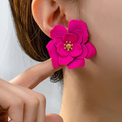 Pendientes de tuerca para mujeres y niñas, esmalte colorido, tamaño grande, forma de flor, accesorios para las orejas, joyería geométrica de moda AE163