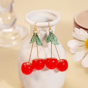 Pendientes con temperamento de cereza de cristal rojo para mujer, joyería de fiesta personalizada, regalos, nueva moda