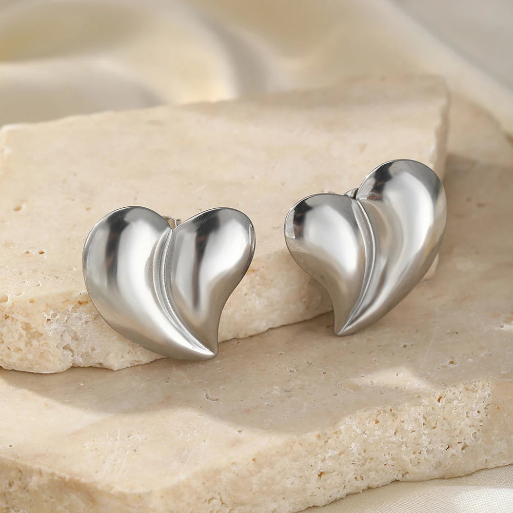 Pendientes de acero inoxidable para mujer, accesorios populares asimétricos de corazón de melocotón, joyería para personas mayores, regalo de cumpleaños