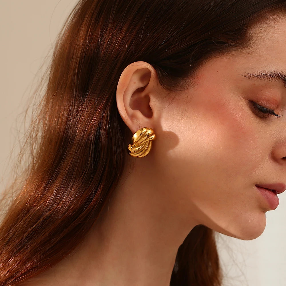 E.B.belle-pendientes giratorios con forma ovalada, aretes de acero inoxidable de estilo minimalista, joyería para mujeres y niñas elegantes
