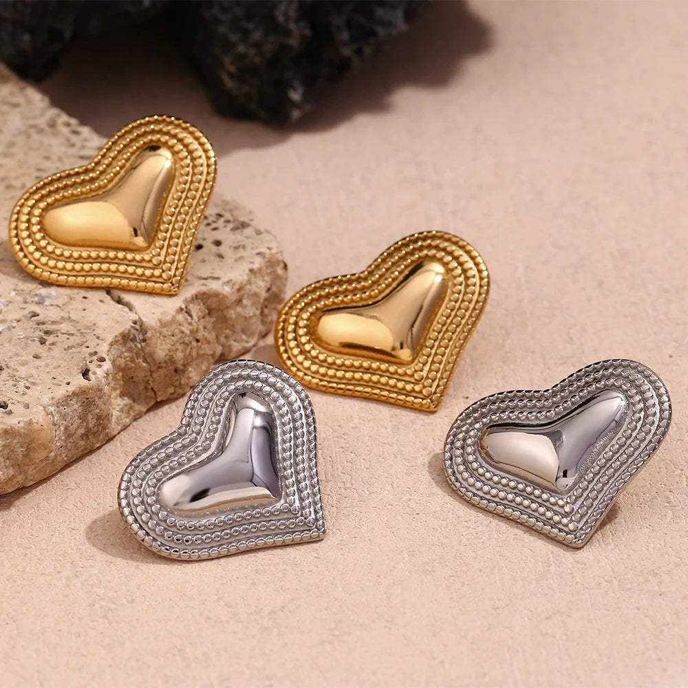 Pendientes de corazón chapados