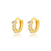 Pendientes de aro verdes de circón minimalistas para mujer, aretes de botón de oreja de círculo pequeño de acero inoxidable, joyería de moda