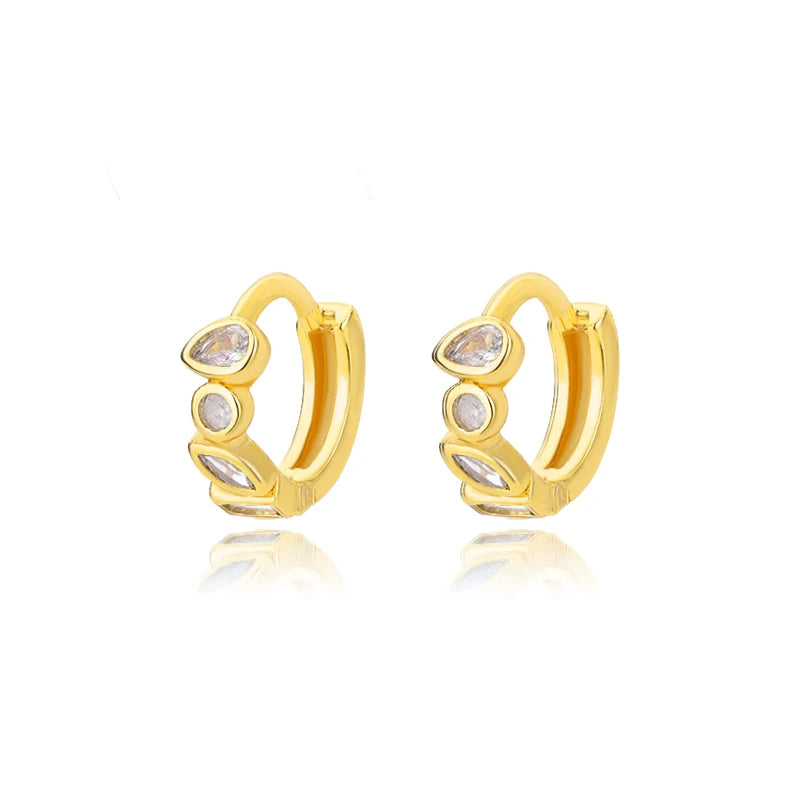 Pendientes de aro verdes de circón minimalistas para mujer, aretes de botón de oreja de círculo pequeño de acero inoxidable, joyería de moda