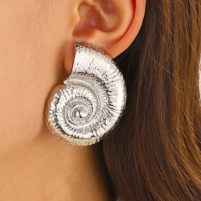 Pendientes Punk bohemios de caracol grande para mujer, Piercing grueso único a la moda, accesorios de vacaciones, regalos de cumpleaños y aniversario