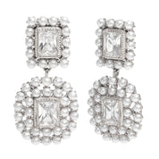 E.B.belle moda 18K chapado en oro de lujo empalmado cuadrado circón lleno de perlas pendientes mujeres fiesta joyería elegante no deslustradas