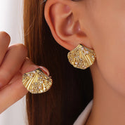 EILIECK 316L pendientes de tuerca de circonita de tortuga de Color dorado de acero inoxidable para mujer joyería de oreja impermeable de moda bisutería de regalo para niñas