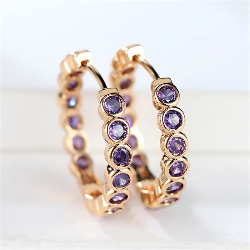 Pendientes de aro redondos negros pequeños y bonitos de lujo para mujer, joyería de boda de piedra de circón de Color dorado a la moda para mujer