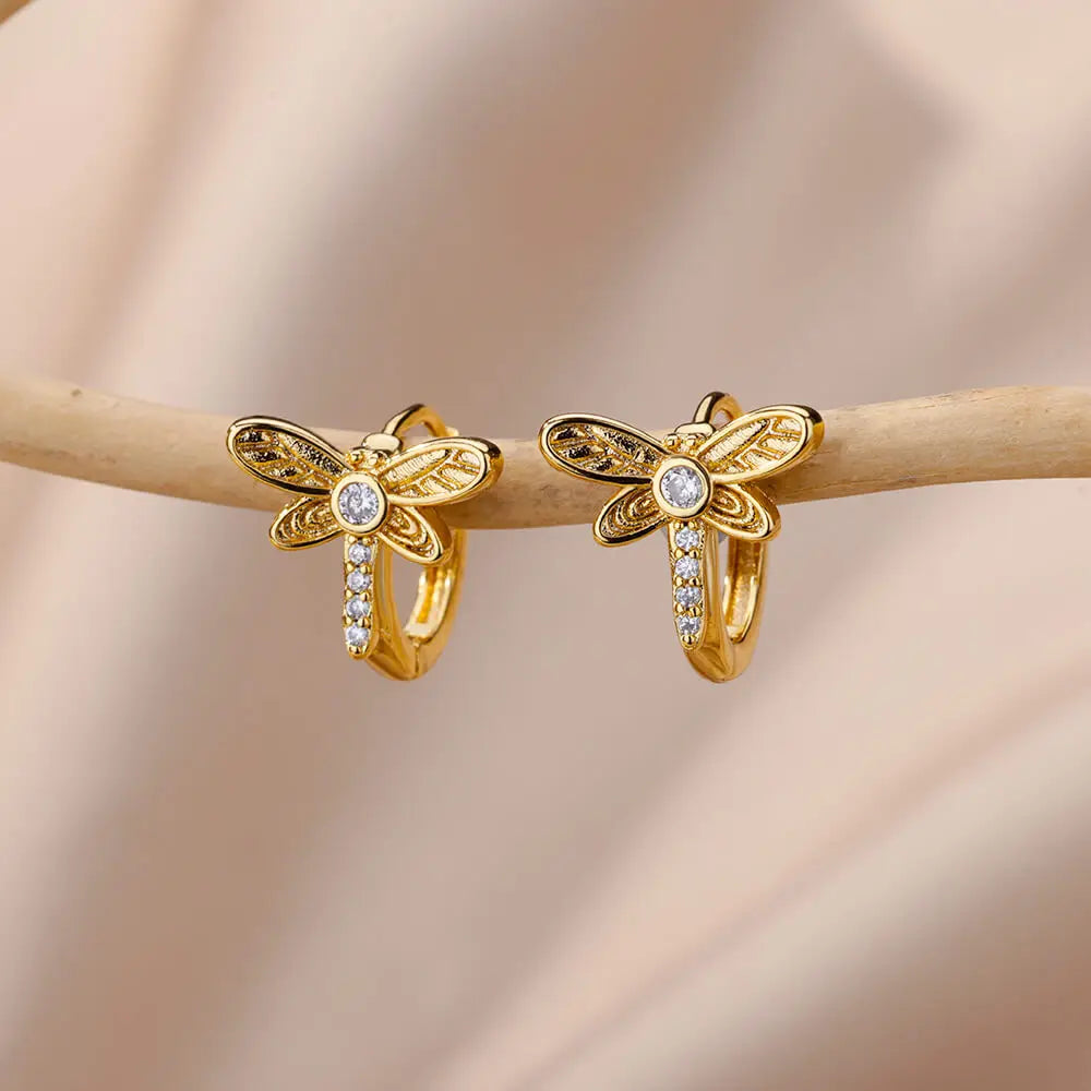 Pendientes de aro de búho de cristal para mujer, aretes de acero satinado con circonita de Animal, conejo, leopardo, elefante, oso, joyería bonita, regalo para niñas