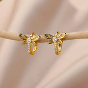 Pendientes de aro de búho de cristal para mujer, aretes de acero satinado con circonita de Animal, conejo, leopardo, elefante, oso, joyería bonita, regalo para niñas