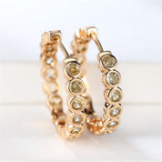 Pendientes de aro redondos negros pequeños y bonitos de lujo para mujer, joyería de boda de piedra de circón de Color dorado a la moda para mujer