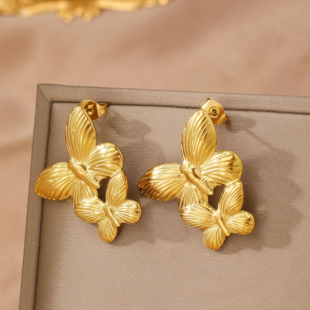 Pendientes de acero inoxidable con diseño de Súper Hada, delicados pendientes de lujo tallados con mariposas para mujer, joyería, regalos de fiesta, uso diario