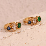 E.B.belle-pendientes de aro de joyería de circonita verde Vintage, resistentes al agua, hipoalergénicos, accesorios de acero inoxidable 316L para fiesta