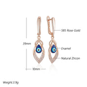 Kinel moda novedosa 585 pendientes de gota de esmalte azul de Color oro rosa para mujer chica boda fiesta joyería de gota de circón Natural