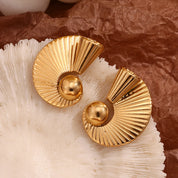 E.B.belle-pendientes en forma de abanico en espiral de bola de acero inoxidable 316L, accesorios chapados en oro de 18K, joyería creativa