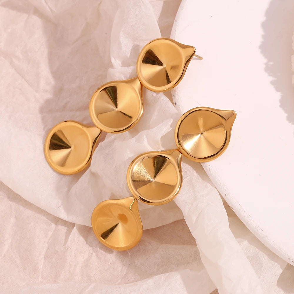 Pendientes de acero inoxidable y oro