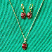 Conjunto de pendientes y collar de joyería de fresa, joyería independiente y2k
